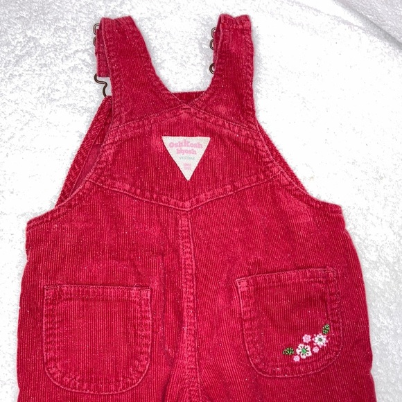 Vintage red sparkle corduroy embroidered flower overalls 9m - Picture 5 of 10